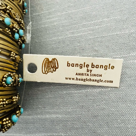 New Amrita Singh Turquoise & Gold 36 Piece Bangle Bracelet Set - Picture 5 of 6